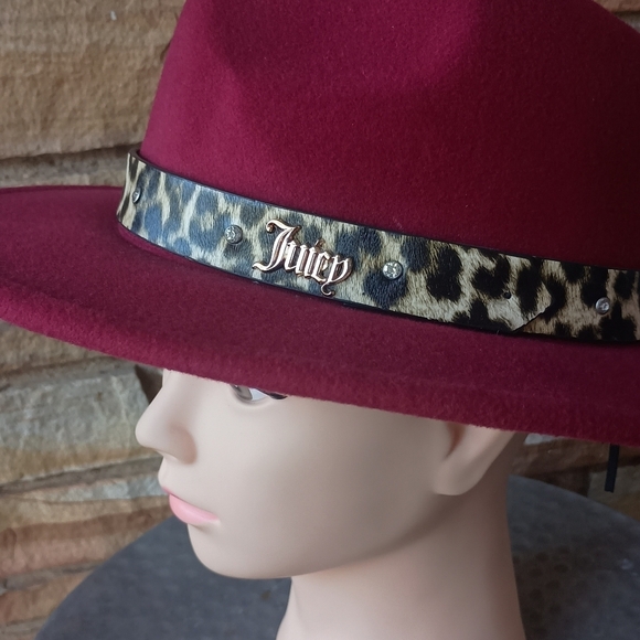 Juicy Couture Elegant Burgundy Hat with Leopard Band main image 6